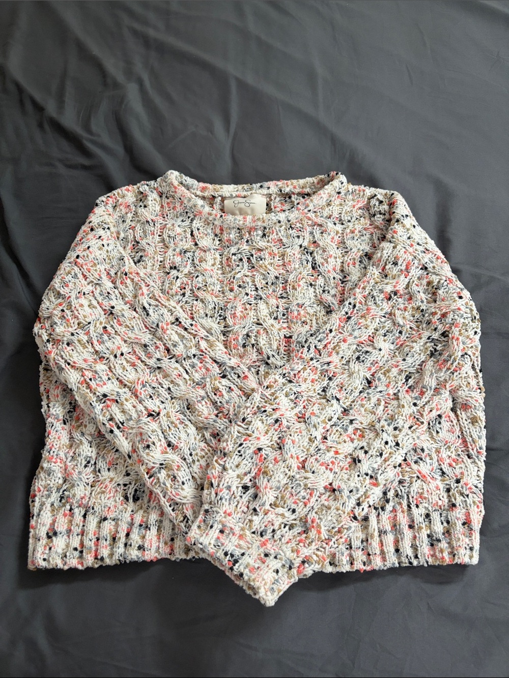 Multicolor Open-Knit Crewneck Sweater - Women's